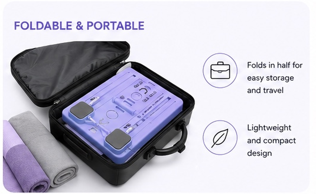 Folds in half into a carry case